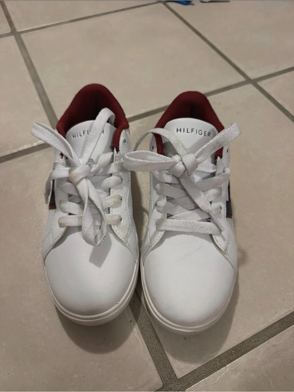Tommy Hilfiger Kids White Sneakers with Red Interior